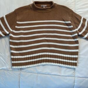 J. Crew Tan and White Striped Women's Sweater
